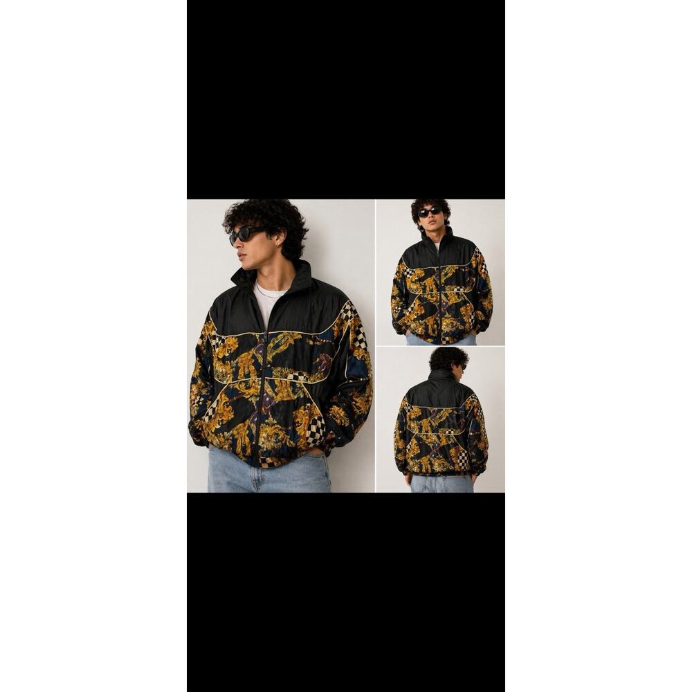 Vintage Pan Asia Windbreaker Jacket Mens L Baroque Chain Print 90s Retro